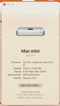 Predám Mac mini (late 2014) 8GB RAM 256GB SSD - 2