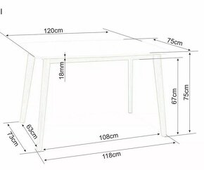 Jedálenský stôl 120x75 cm, biela/dub - 2