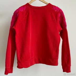 H&M Červenoružová mikina pulóver s nášivkou crewneck XS 34 - 2