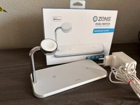 ZENS Aluminium Dual Wireless Charger + Watch 10W - White - 2