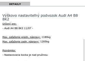 Výškovo nastavitelný podvozok TA technix pre audi a4 b8 - 2