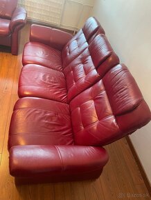 Kožený polohovateľný gauč a sedačka - 2