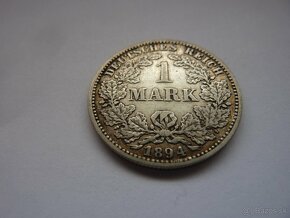 Vzácna strieborná nemecká 1 mark 1894 G - 2