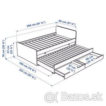 Posteľ/dvojposteľ so šuflíkmi IKEA Släkt - 2