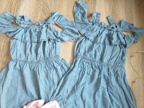 Nové dievčenské rifľové letné šaty 146/152- 5 ks - 2