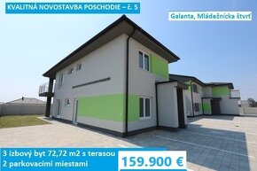 3 izbový byt 72,72 m2 s terasou, 2 parkovacími miestami - 2