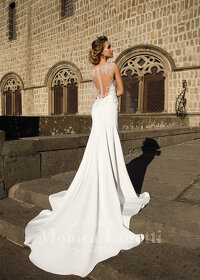 Svadobné šaty 40 elegantné nádherný "čipkovaný" chrbát - 2