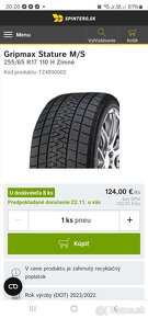 Zimné pneumatiky ako nové 255/65 R17 - 2