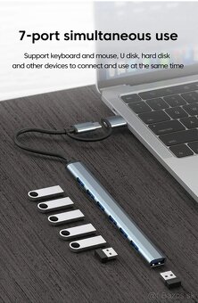 7 portovy USB hub, vstup USB 3.0/USB-C, novy - 2