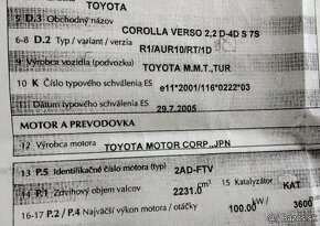 Toyota Corolla Verso 2.2 D4D 2007 predám MOTOR 2AD-FTV, DVER - 2