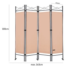 4-panelový skladací paraván - ružová - 2