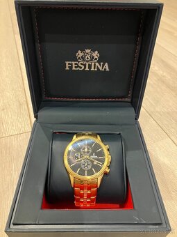 Zlate - cierne hodinky Festina Chronograph top stav - 2