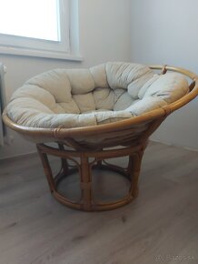 Lacné Ratanový papasan 110 cm medový vankúš svetlo béžový - 2