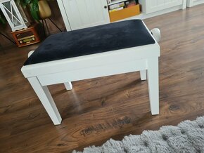 Piano Bench Deluxe Drevená klavírna stolička White Glos - 2