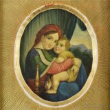 Starožitný obraz olejomaľba biedermeier Mária s Ježišom - 2