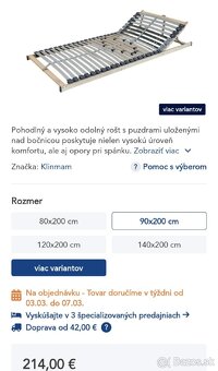 Predáme 2ks polohovatelne rošty do postele. - 2