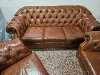 CHESTERFIELD ŠTÝL,HRUBOKOŽENÁ SEDAČKA,NEROZŤAHOVACIA - 2