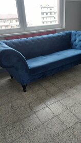 Modra Chesterfield trojsedacka , gauč sedacka - 2