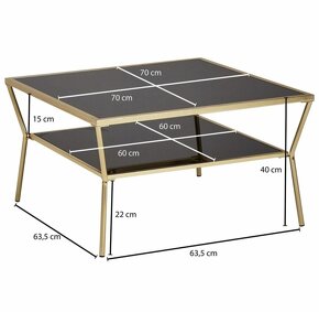 Konferenčný stolík 70 x 70 cm čierno-zlaty - 2