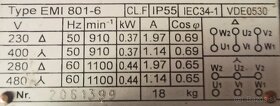 dvojobrátkový elektromotor 0,37 kW / 0,44 kW - 2