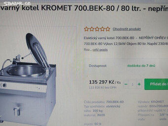 Varný kotol 80 L. Elektrický.Značka KROMET. - 2