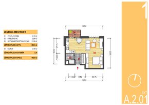 1 izbový byt 38,4m2, v novostavbe Byty Medická, KE-Terasa - 2