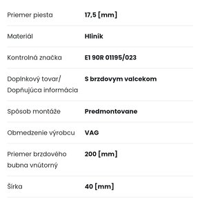 Predám sadu brzdových čeľustí TRW GSK1404 - 2