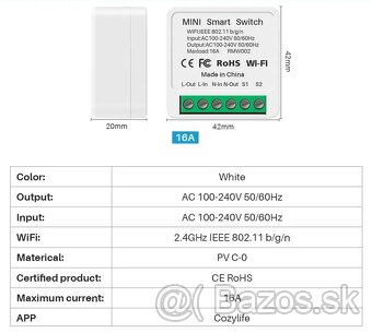 Mini WiFi smart switch (vypínač) 16A - 2