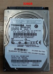 Predám 2,5" SATA HDD (pevné disky) 250GB a 320GB - 2