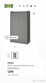 Ikea Hauga skriňa sivá - top stav - 2