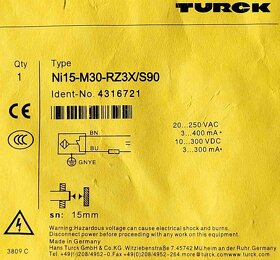 indukčný snímač PAS01, PAS05, UBM21, NI15-M30-RZ3X - 2