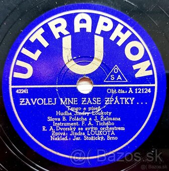 R. A. Dvorský - tři starožitné šelakové gramodesky 30. léta - 2