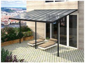 Hliníková pergola 5,5x3m a 6x3m - šedá a priehľadná - 2