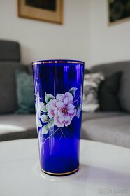 Modrá váza Bohemian crystal - 2