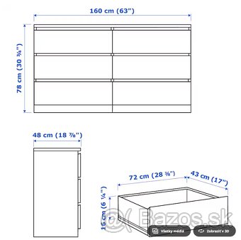 MALM komoda - dub - 2