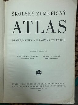 Predám 2 ks školský zemepis. atlas z r. 1953 - 2