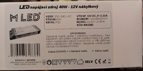 LED napájací zdroj 40W, 12V - nábytkový - 2