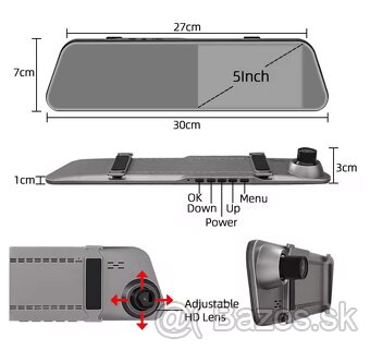 Spatne zrkadlo a display 5" s kamerou - nove - 2