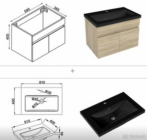 Kupelnova skrinka s umyvadlom 61 x 40 x 40 cm - 2