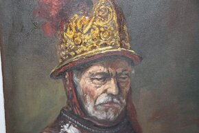 REMBRANDT – muž ve zlaté přilbě provedení na plátně - 2