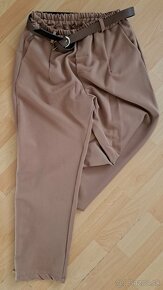 hnedé nohavice voľnejšieho strihu s opaskom, uni, NOVÉ - 2