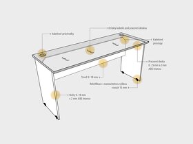 Písací stôl, pracovný stôl 120x60, študentský nábytok - 2