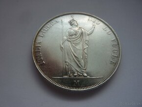 Vzácnejšia strieborná 5 Lire 1848 M - revolučná - 2