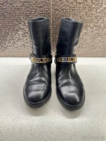 MICHAEL KORS Essex Iconic Black Gold Logo Moto Bikers Boots - 2