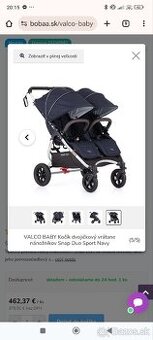 Súrodenecky kočík,dvojkocik Valco snap duo sport navy blue - 2