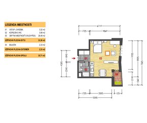 1 izbový byt 38m2 v novostavbe Byty Medická, KE-Terasa - 2