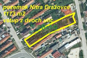 Pozemok Nitra Dražovce 1 173 m2 , prístup z dvoch strán ID 5 - 2