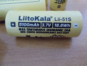 Predám nabíjateľné batérie LiitoKala 26650 - 5100 mAh - 2