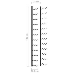 nástenný stojan na víno čierny, na 36 fliaš - 2