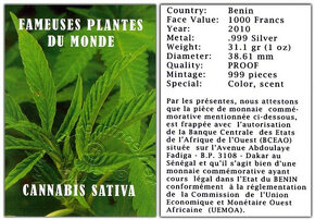 Benin - 2010 - 1000 CFA - Rastliny sveta Cannabis / Minca - 2